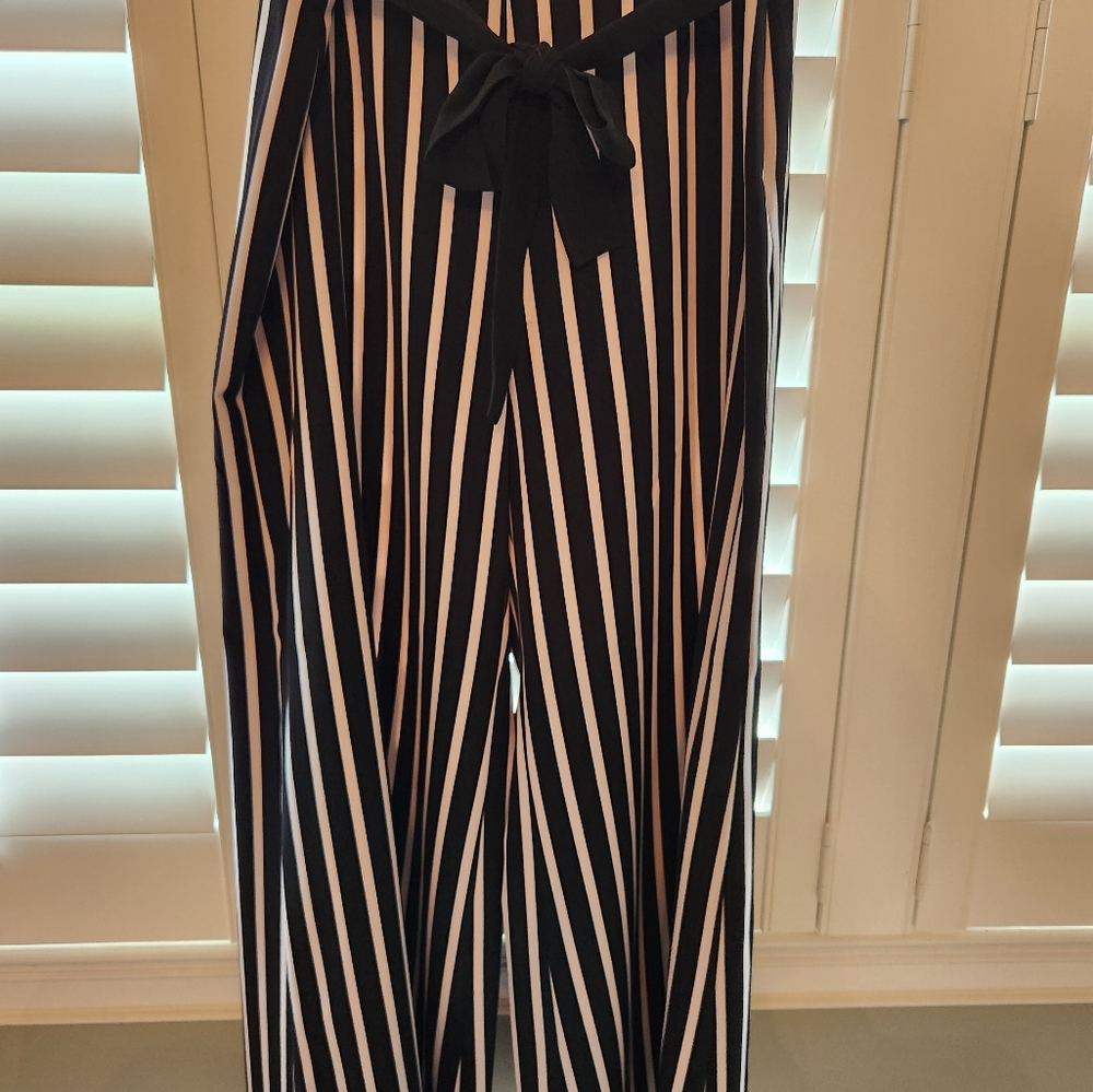 Striped Black and White Women's Pants
